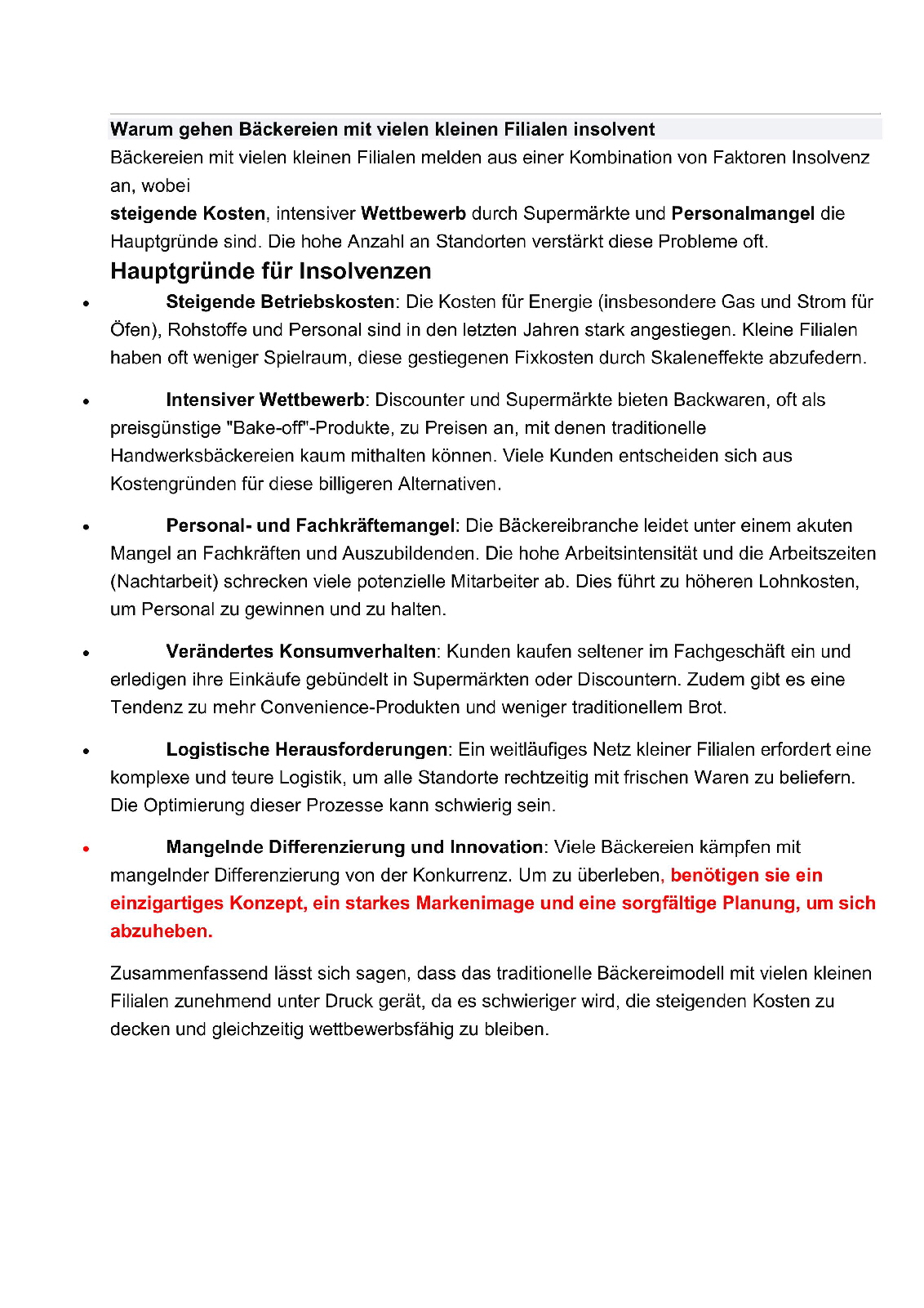 B�ckerei Insolvenzen